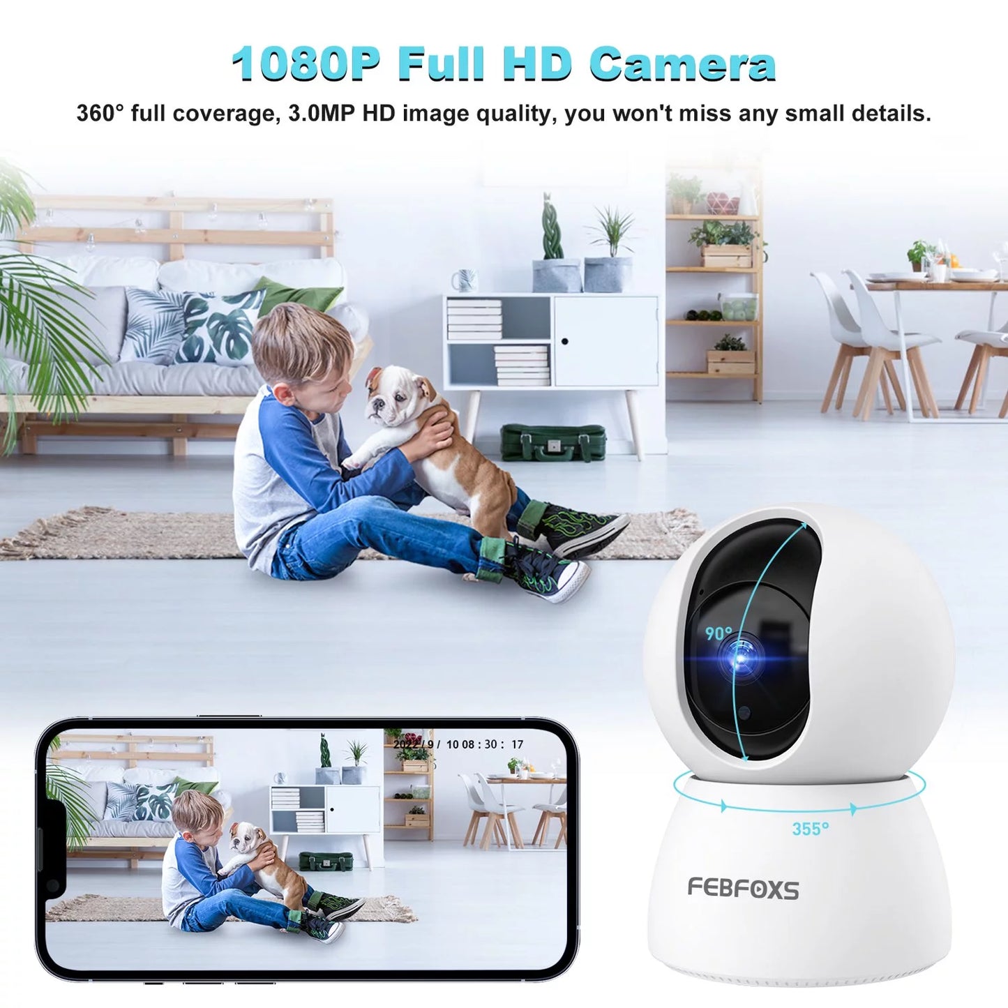 Prinxy 1080P Baby Monitor & Home Security Camera – HD Video, Night Vision, Two-Way Audi