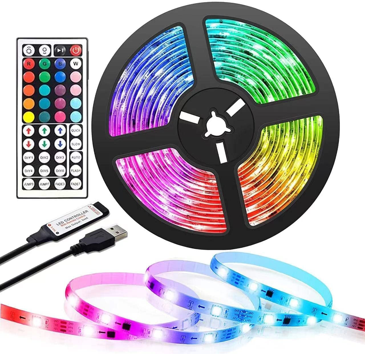 Vibrant 16.4ft RGB LED Light Strip – Colorful Custom Lighting for Any Space