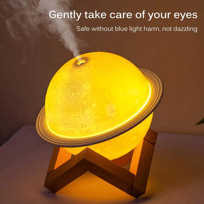 Moon Lamp Humidifier - 2-in-1 Night Light & Humidifier, USB Rechargeable, 3D LED with 3 Colors (330ml)