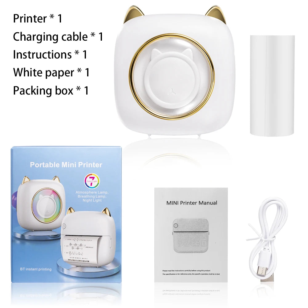 Mini Portable Inkless Printer - Wireless Thermal Photo & Label Printer, Self-Adhesive Sticker Printer