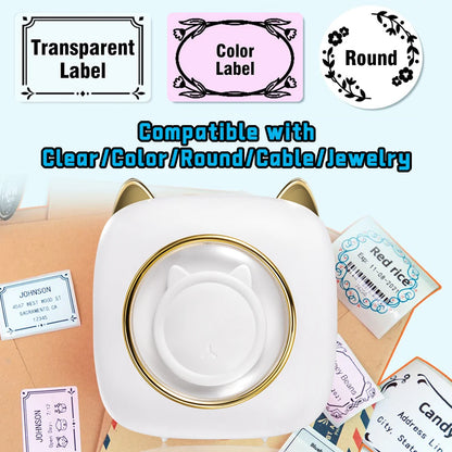 Mini Portable Inkless Printer - Wireless Thermal Photo & Label Printer, Self-Adhesive Sticker Printer