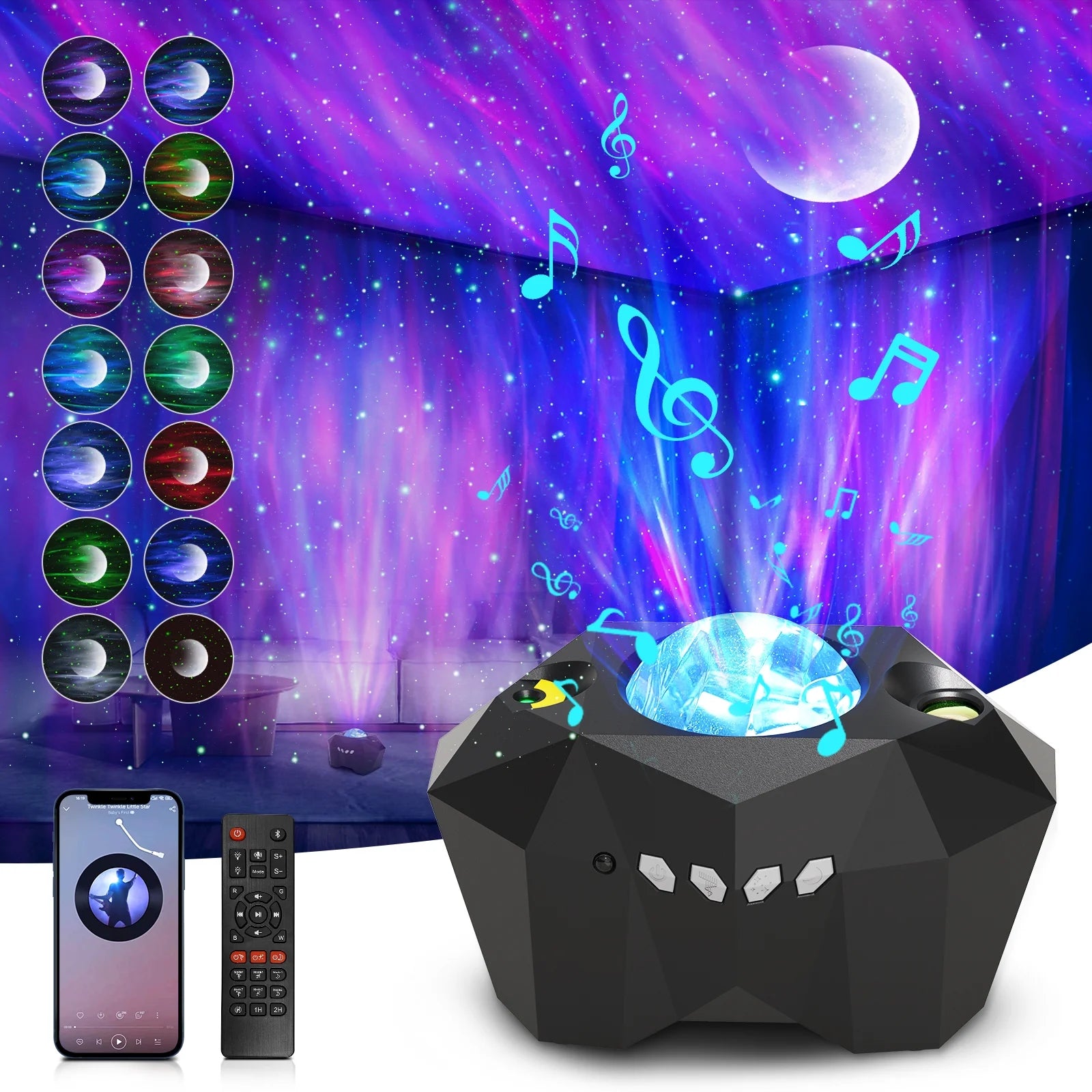 Galaxy Star & Moon Projector with Bluetooth Speaker – 55 Lighting Effects