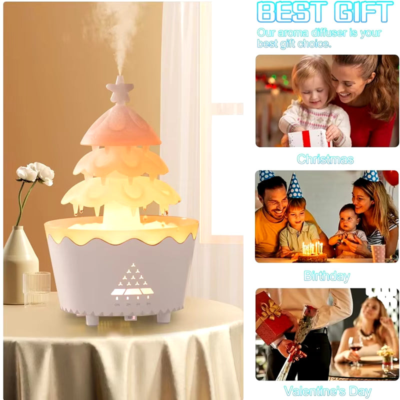 Lucky Tree Aromatherapy Diffuser & Rotating Humidifier – 250ml, 7-Color LED Lights