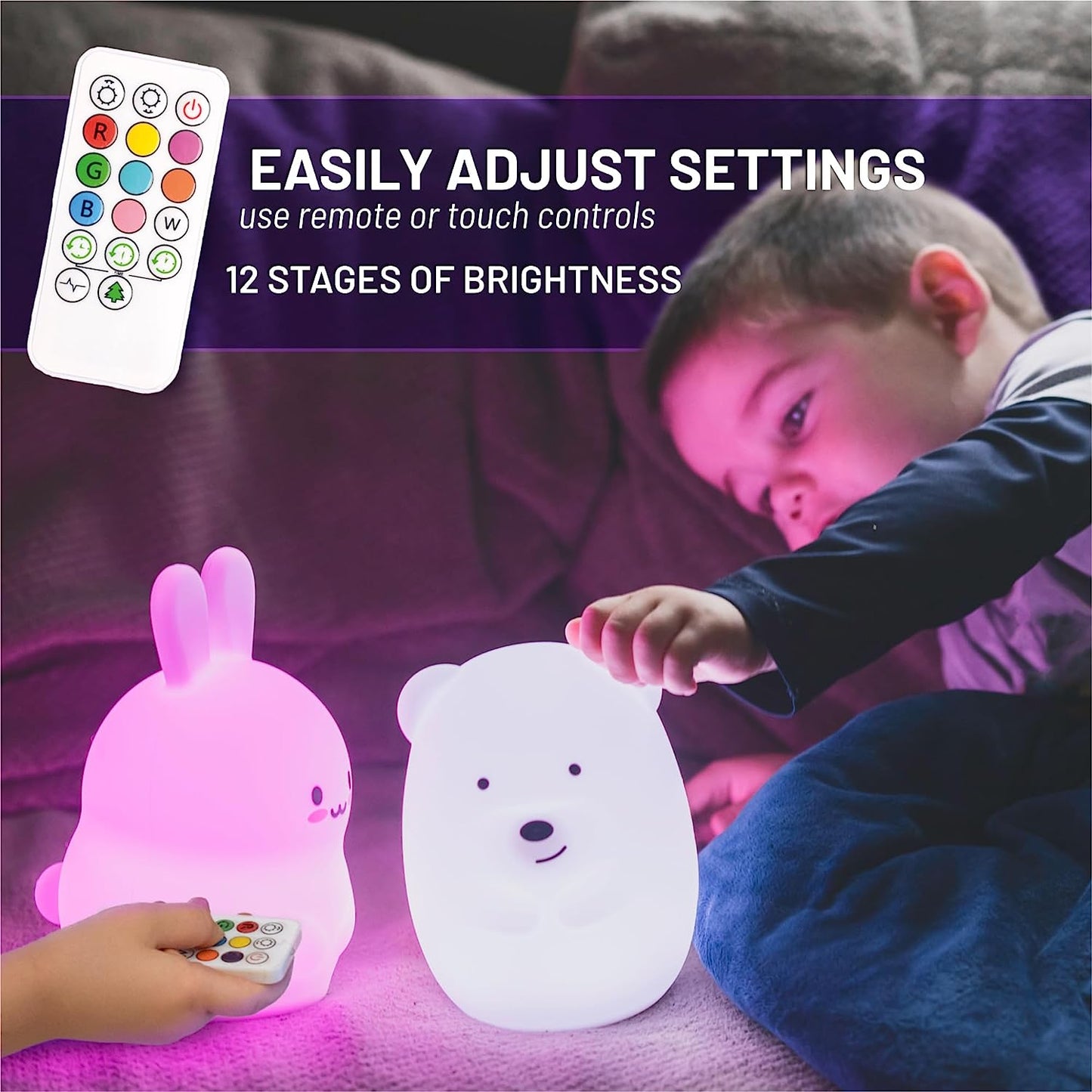 dorable Bunny Night Light for Kids - Rechargeable & Soothing Glow for Sweet Dreams!