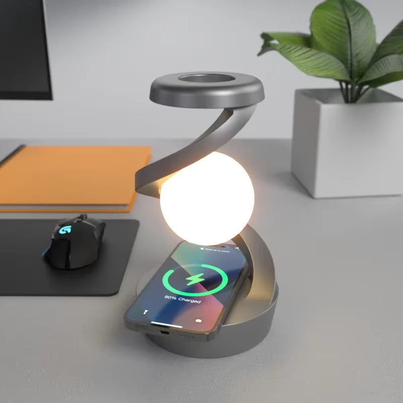 Rotating Moon Lamp with Wireless Charging & Sensor Control