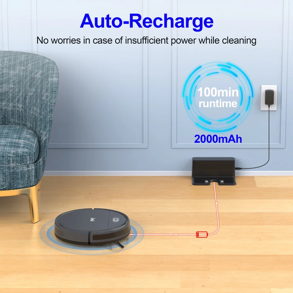 E3 PLUS Robot Vacuum Cleaner - 2200Pa Suction, Self-Charging, Tangle-Free, 100 Min Runtime