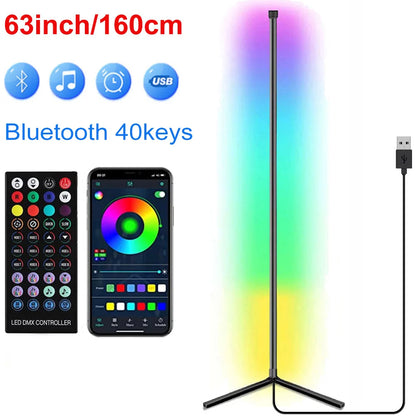 160cm RGB Dimmable Smart Corner Floor Lamp – Modern LED Mood Lighting for Bedroom & Living Room