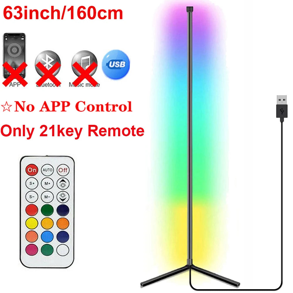 160cm RGB Dimmable Smart Corner Floor Lamp – Modern LED Mood Lighting for Bedroom & Living Room