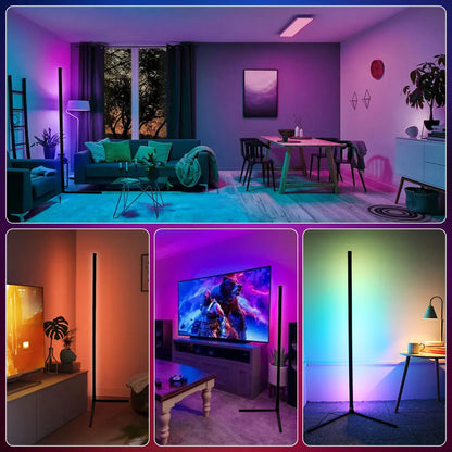 160cm RGB Dimmable Smart Corner Floor Lamp – Modern LED Mood Lighting for Bedroom & Living Room