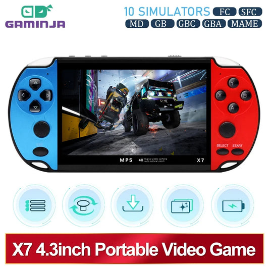 X7 Mini Gaming Console: 10,000 Games Built-In 4.3-Inch