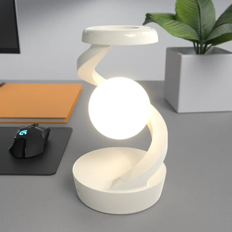 Rotating Moon Lamp with Wireless Charging & Sensor Control