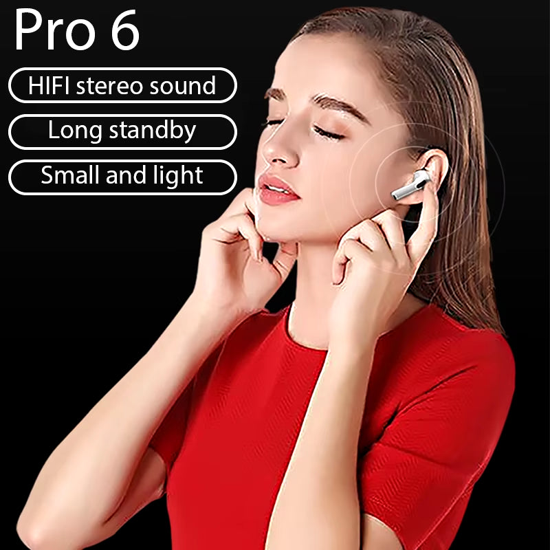 Air Pro 6 TWS Bluetooth Earbuds with Mic & Charging Case