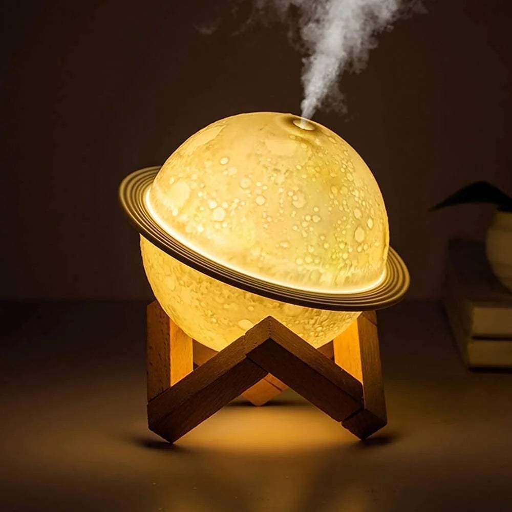 Moon Lamp Humidifier - 2-in-1 Night Light & Humidifier, USB Rechargeable, 3D LED with 3 Colors (330ml)