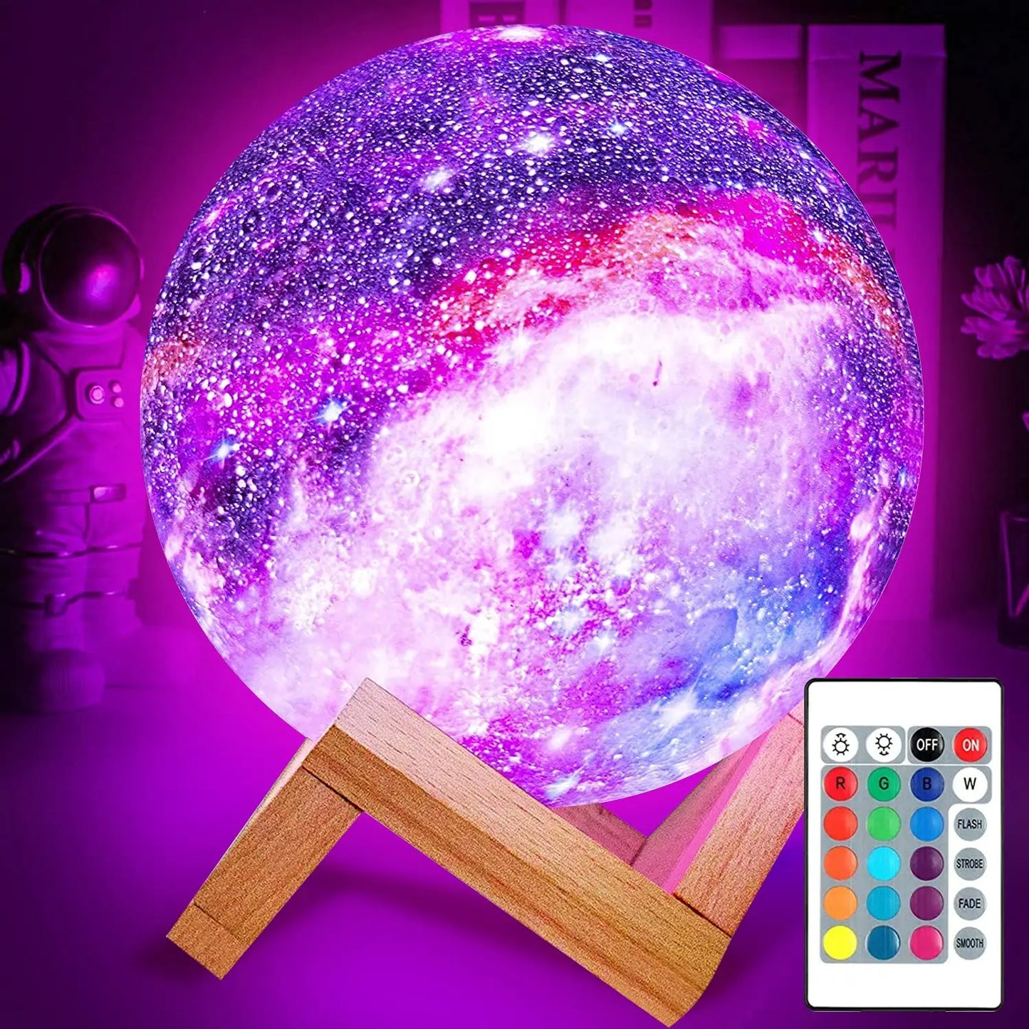 Galaxy Moon Lamp – 16-Color LED Night Light with Remote & Touch Control