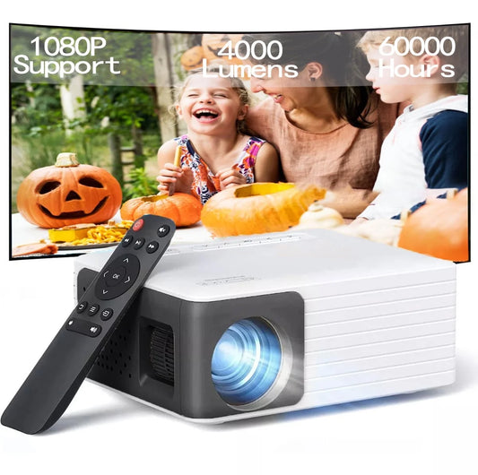 Portable 1080P Projector, 4000 Lumens, 60K Hrs LED Lamp