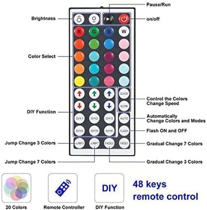 Vibrant 16.4ft RGB LED Light Strip – Colorful Custom Lighting for Any Space